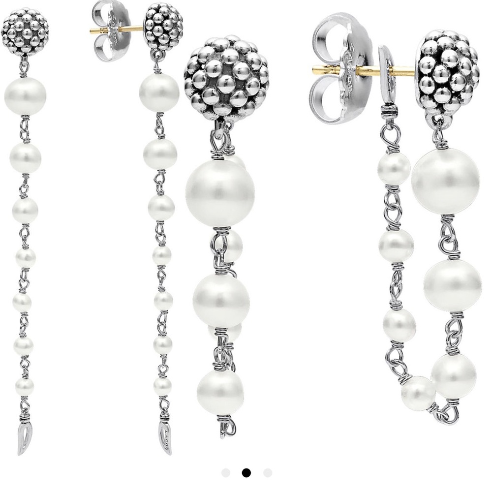 Lagos Lina Pearl and Sterling Silver Dangle Earrings
